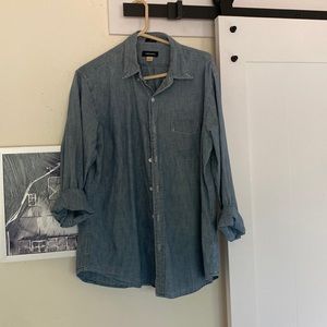 J Crew mens button up denim colored shirt.